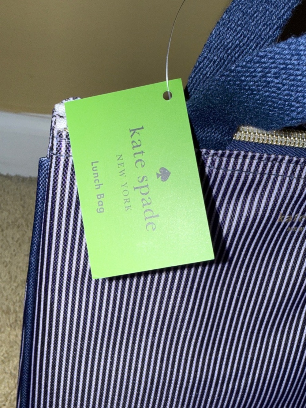 kate spade Navy and White Pinstripe Lunch Bag - Picture 3 of 13